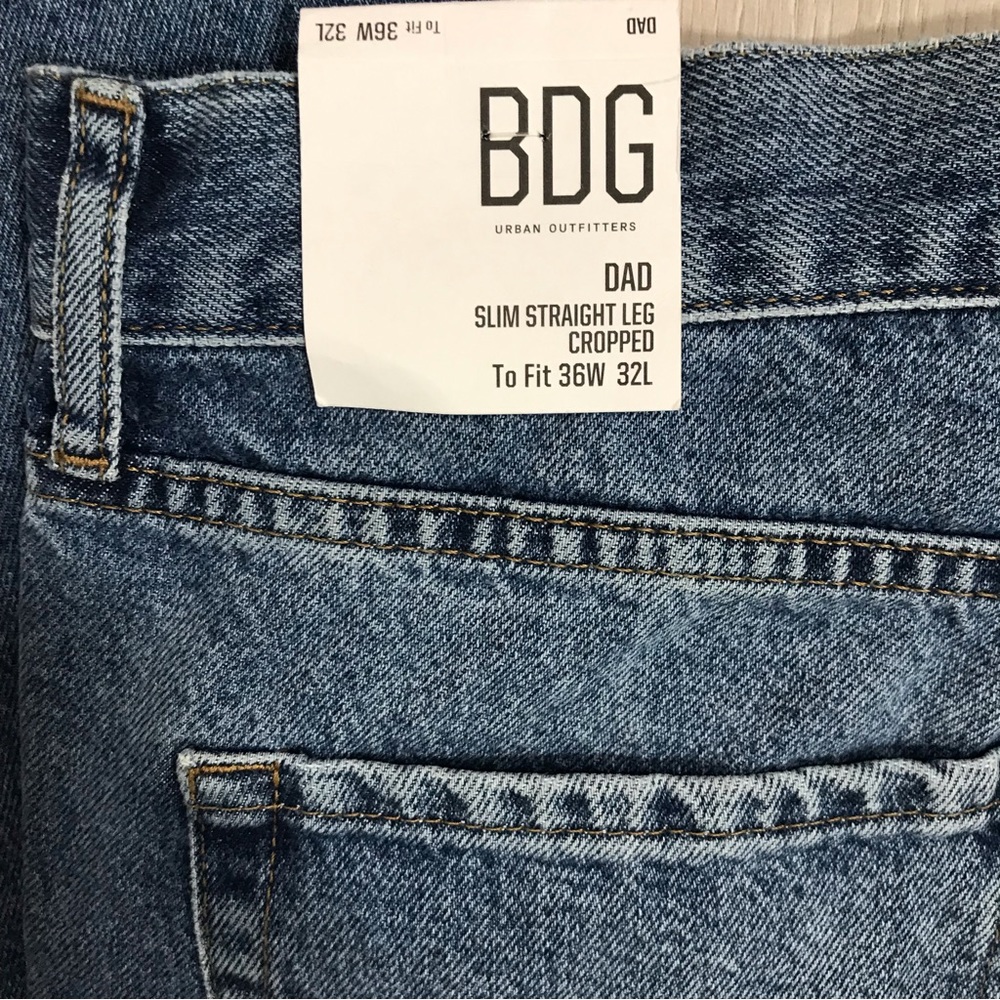 BDG Urban Outfitters Medium Wash Dad Slim Straight Leg Cropped Jean - Picture 8 of 11
